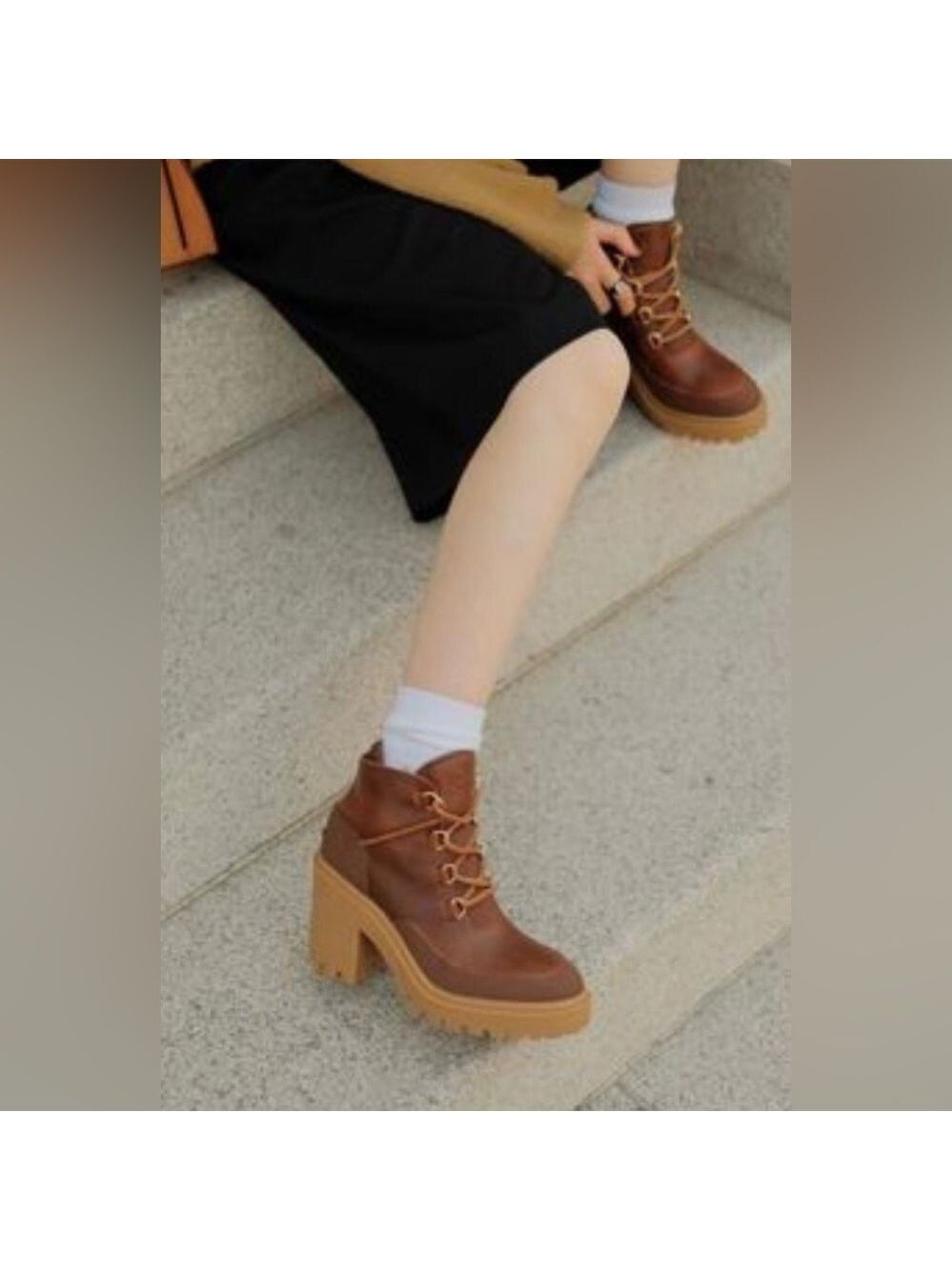 Nib Sperry Pretty Tough Tan High Heeled Ankle Booties Waterproof Leather